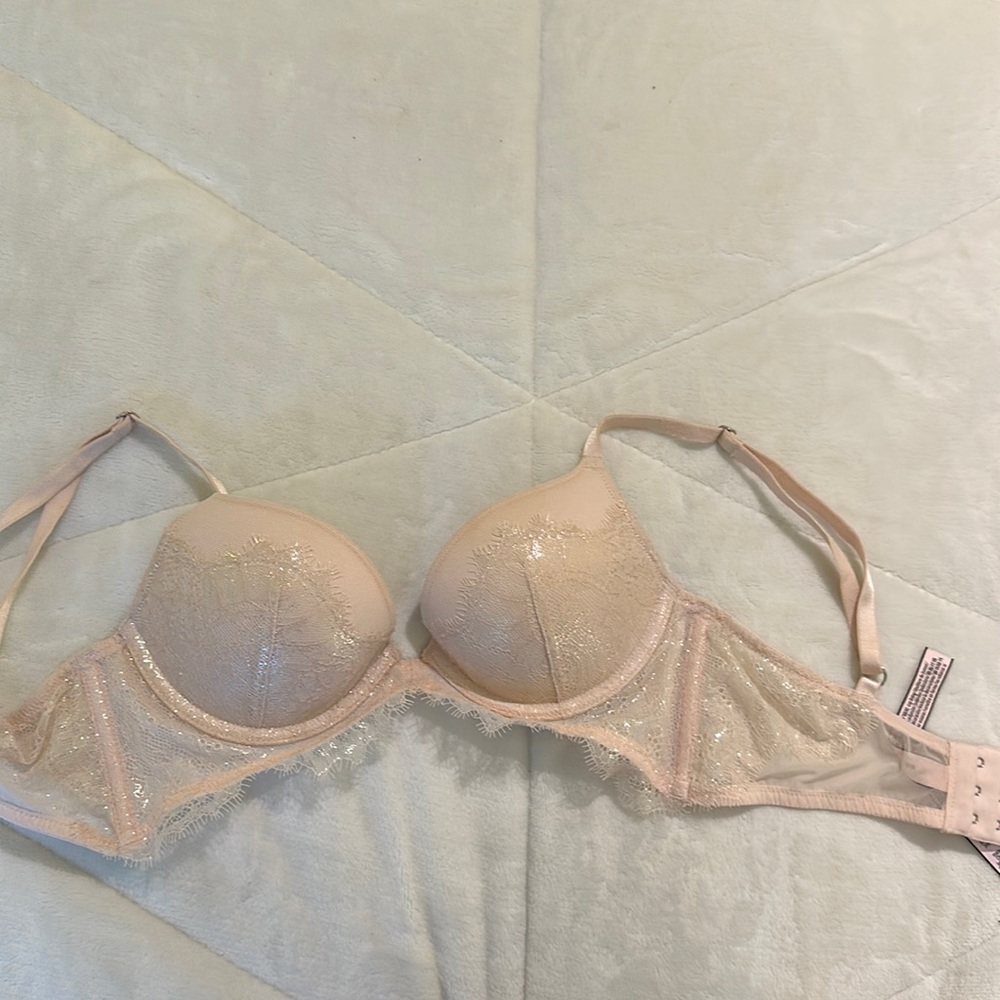 Victoria’s Secret light pink shimmery, push-up bra